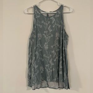 Old Navy Minimalist Floral Green Tank XL